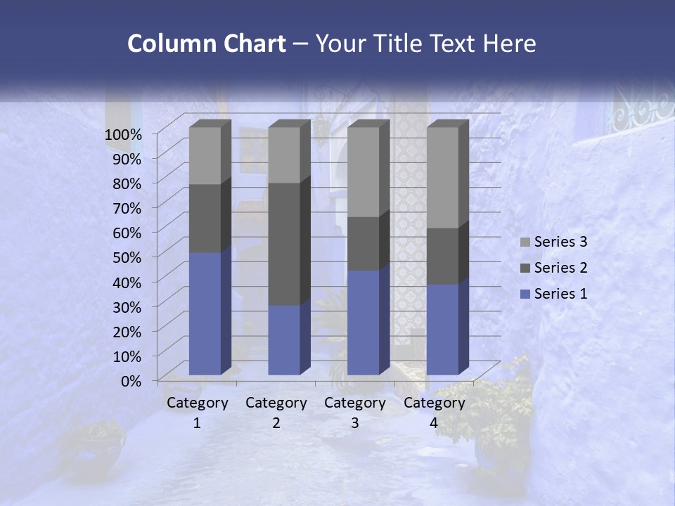 A Narrow Alley With Blue Walls And Potted Plants PowerPoint Template