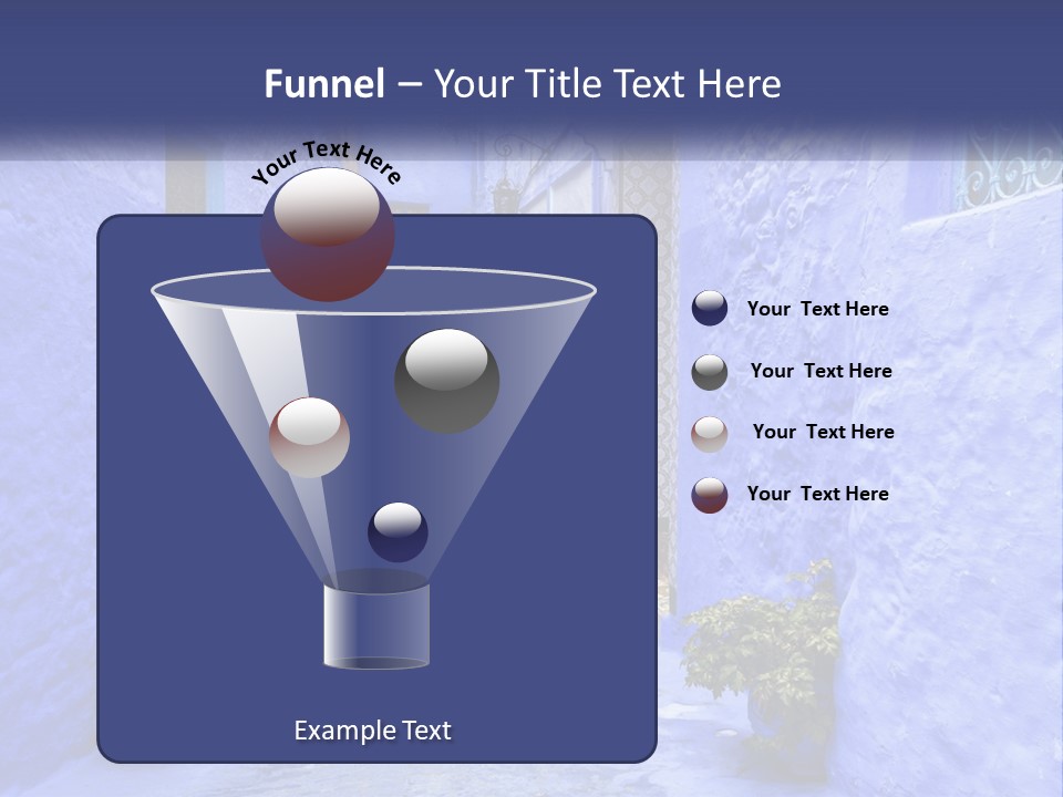 A Narrow Alley With Blue Walls And Potted Plants PowerPoint Template