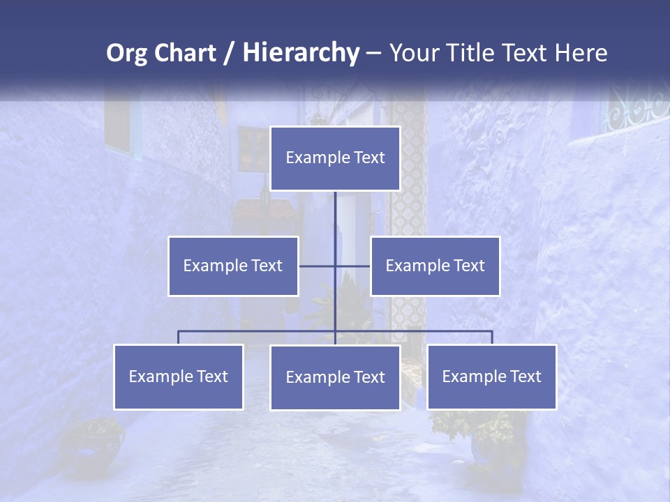 A Narrow Alley With Blue Walls And Potted Plants PowerPoint Template