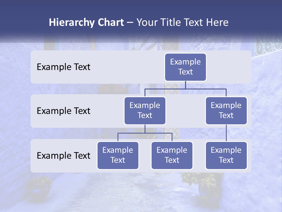 A Narrow Alley With Blue Walls And Potted Plants PowerPoint Template