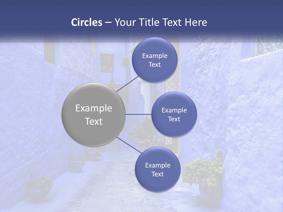 A Narrow Alley With Blue Walls And Potted Plants PowerPoint Template