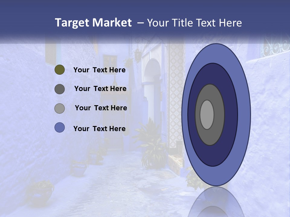 A Narrow Alley With Blue Walls And Potted Plants PowerPoint Template