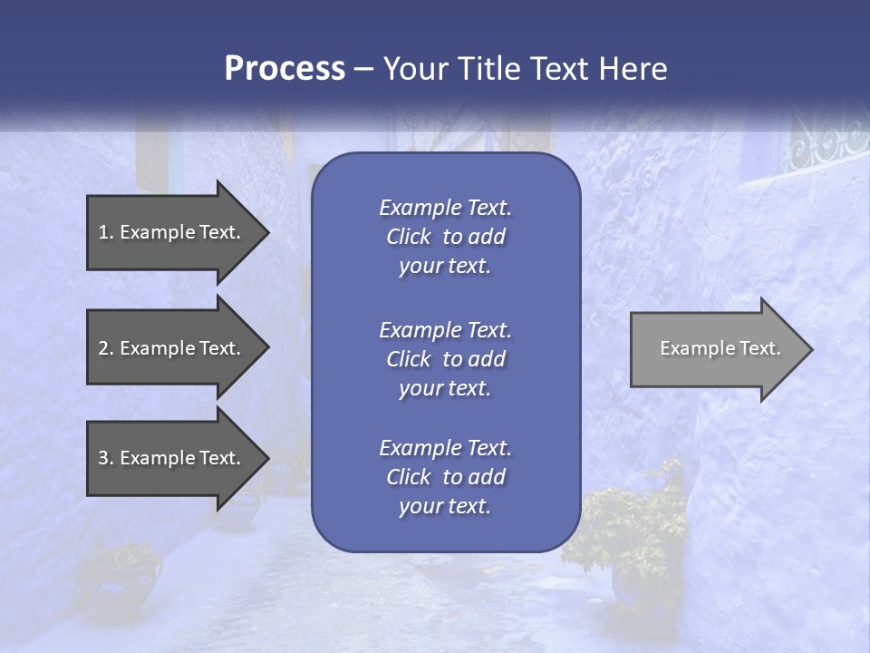 A Narrow Alley With Blue Walls And Potted Plants PowerPoint Template