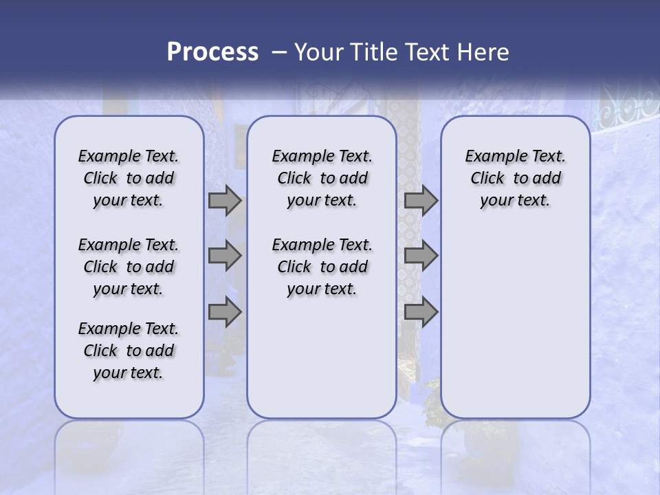 A Narrow Alley With Blue Walls And Potted Plants PowerPoint Template