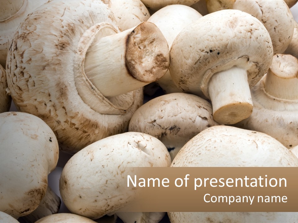 A Pile Of Mushrooms With A Brown Background PowerPoint Template