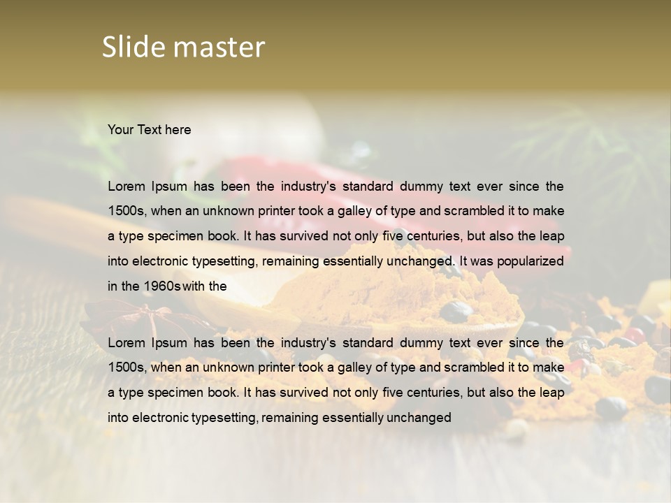 A Wooden Spoon Filled With Yellow Powder Next To Vegetables PowerPoint Template