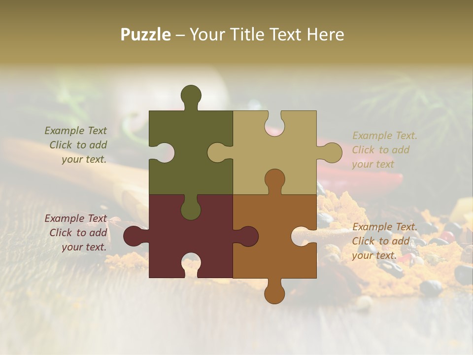 A Wooden Spoon Filled With Yellow Powder Next To Vegetables PowerPoint Template