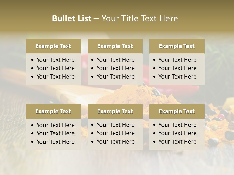 A Wooden Spoon Filled With Yellow Powder Next To Vegetables PowerPoint Template