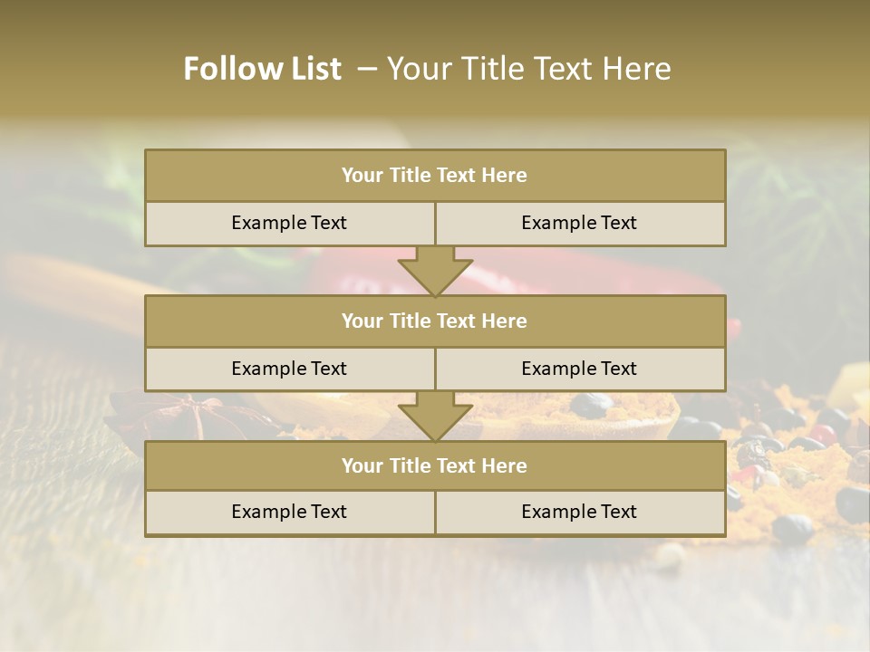 A Wooden Spoon Filled With Yellow Powder Next To Vegetables PowerPoint Template
