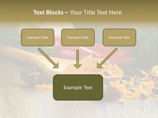 A Wooden Spoon Filled With Yellow Powder Next To Vegetables PowerPoint Template