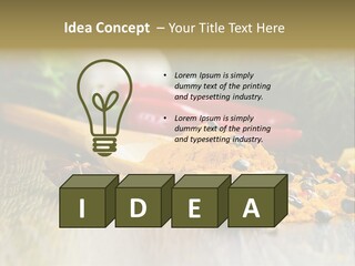 A Wooden Spoon Filled With Yellow Powder Next To Vegetables PowerPoint Template