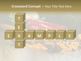 A Wooden Spoon Filled With Yellow Powder Next To Vegetables PowerPoint Template