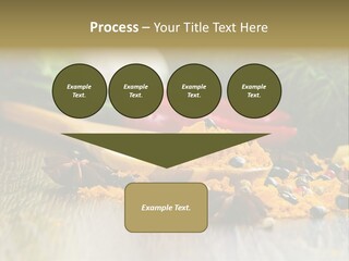 A Wooden Spoon Filled With Yellow Powder Next To Vegetables PowerPoint Template