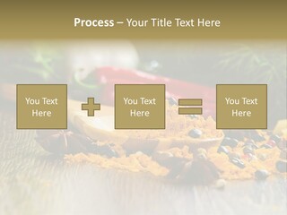 A Wooden Spoon Filled With Yellow Powder Next To Vegetables PowerPoint Template