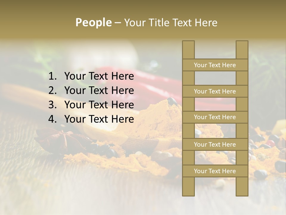 A Wooden Spoon Filled With Yellow Powder Next To Vegetables PowerPoint Template