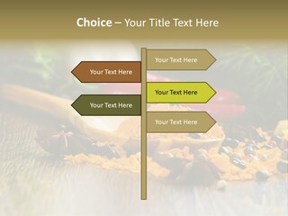 A Wooden Spoon Filled With Yellow Powder Next To Vegetables PowerPoint Template
