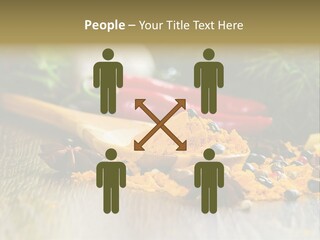 A Wooden Spoon Filled With Yellow Powder Next To Vegetables PowerPoint Template