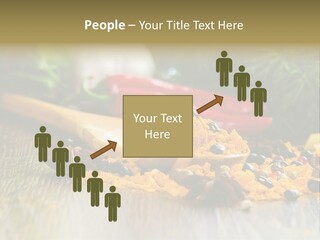 A Wooden Spoon Filled With Yellow Powder Next To Vegetables PowerPoint Template