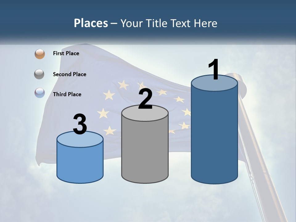 A European Flag Is Flying In The Sky PowerPoint Template