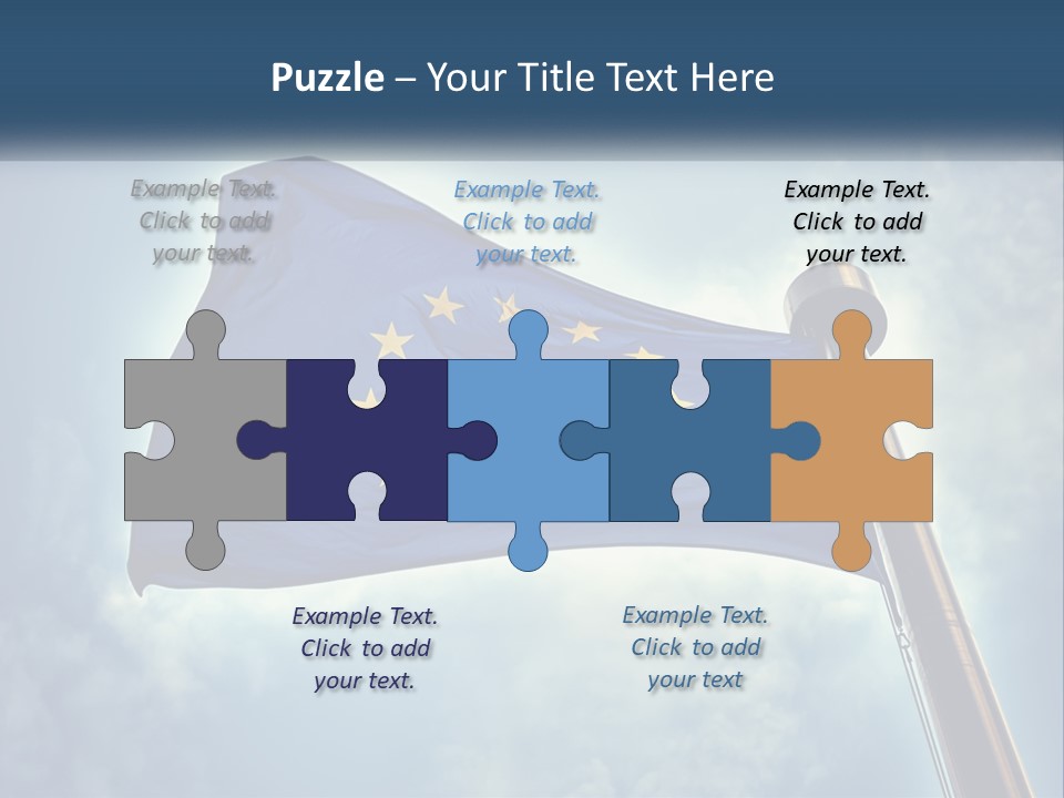 A European Flag Is Flying In The Sky PowerPoint Template