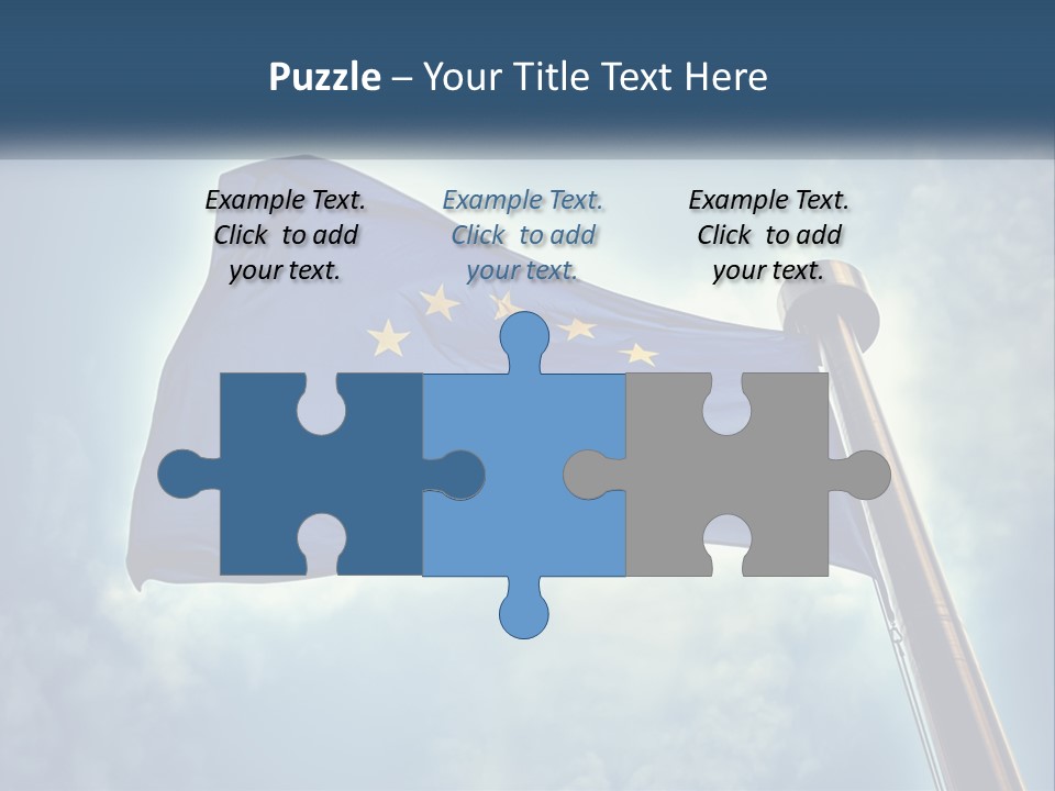 A European Flag Is Flying In The Sky PowerPoint Template