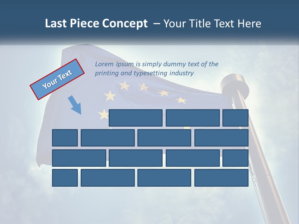 A European Flag Is Flying In The Sky PowerPoint Template