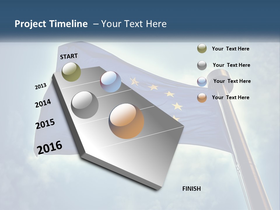 A European Flag Is Flying In The Sky PowerPoint Template