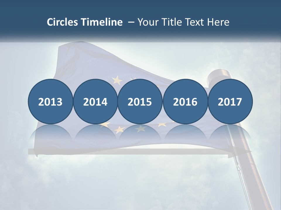 A European Flag Is Flying In The Sky PowerPoint Template