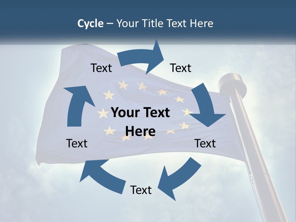 A European Flag Is Flying In The Sky PowerPoint Template