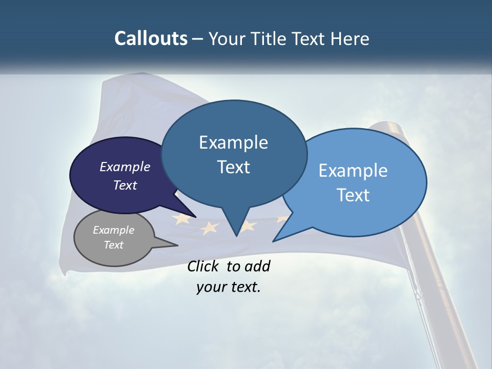 A European Flag Is Flying In The Sky PowerPoint Template