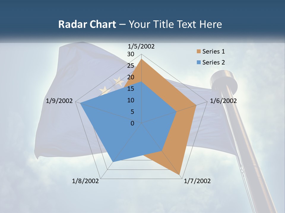 A European Flag Is Flying In The Sky PowerPoint Template