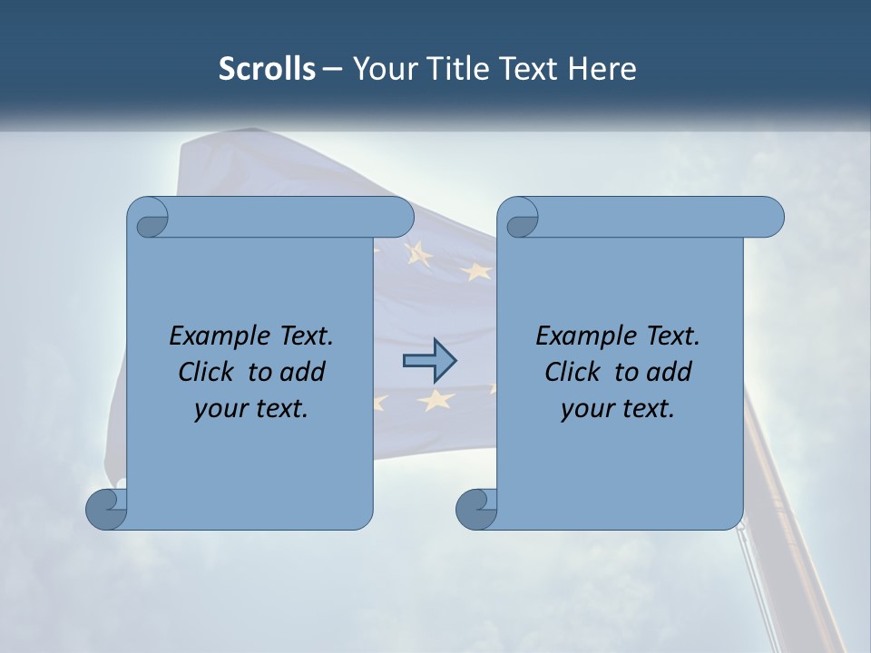 A European Flag Is Flying In The Sky PowerPoint Template
