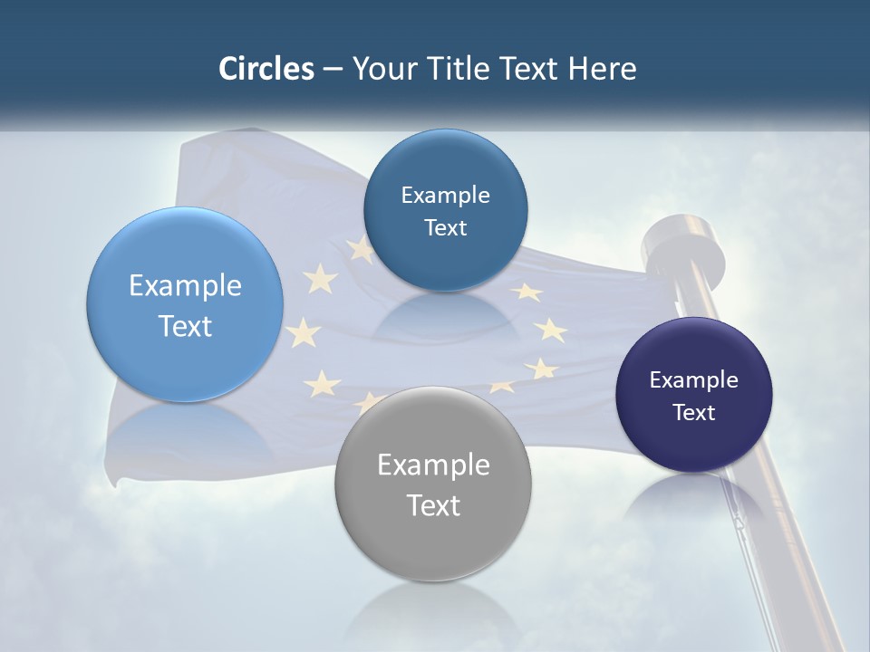 A European Flag Is Flying In The Sky PowerPoint Template