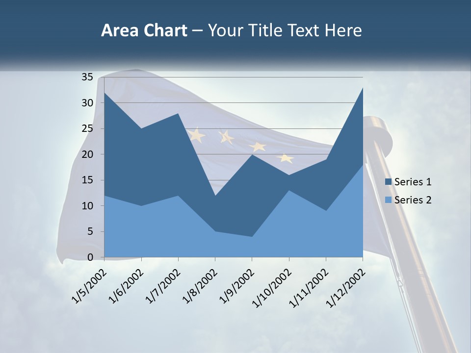 A European Flag Is Flying In The Sky PowerPoint Template