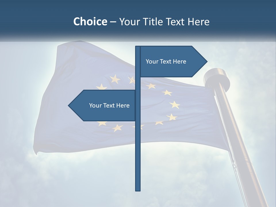 A European Flag Is Flying In The Sky PowerPoint Template
