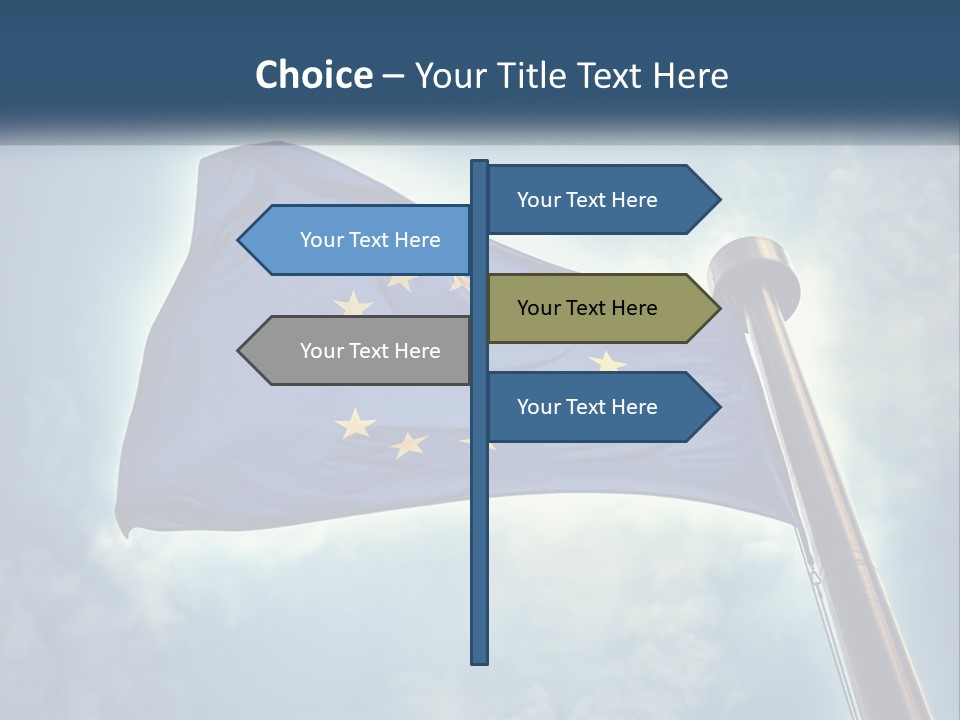 A European Flag Is Flying In The Sky PowerPoint Template