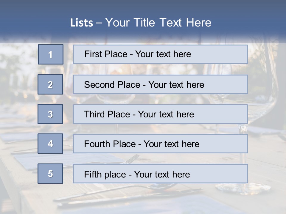 A Table Topped With Wine Glasses And Place Settings PowerPoint Template
