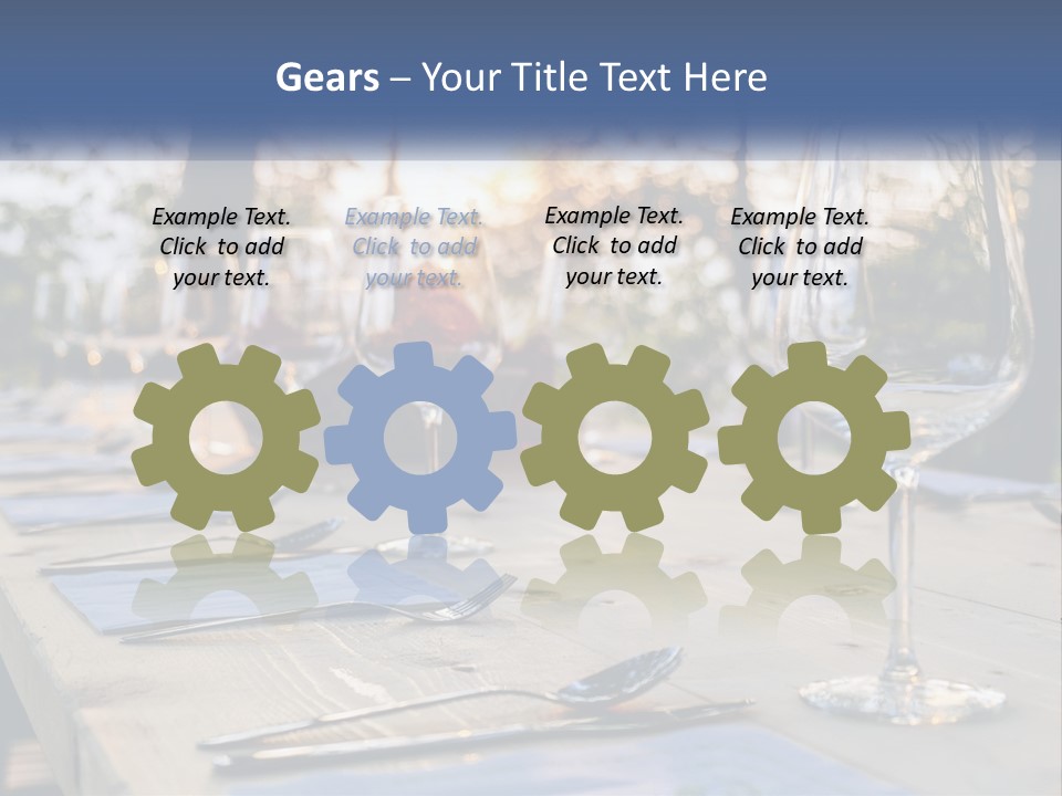 A Table Topped With Wine Glasses And Place Settings PowerPoint Template