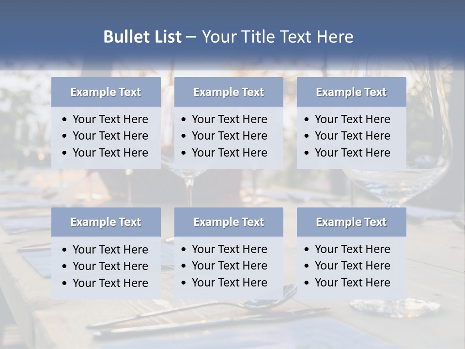 A Table Topped With Wine Glasses And Place Settings PowerPoint Template