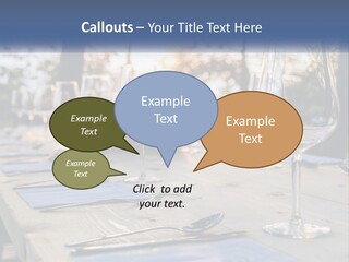 A Table Topped With Wine Glasses And Place Settings PowerPoint Template