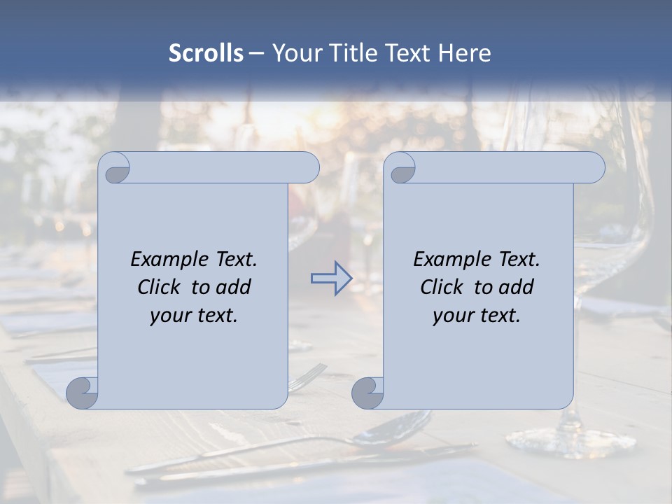 A Table Topped With Wine Glasses And Place Settings PowerPoint Template