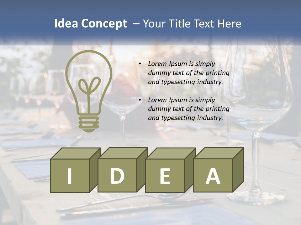 A Table Topped With Wine Glasses And Place Settings PowerPoint Template