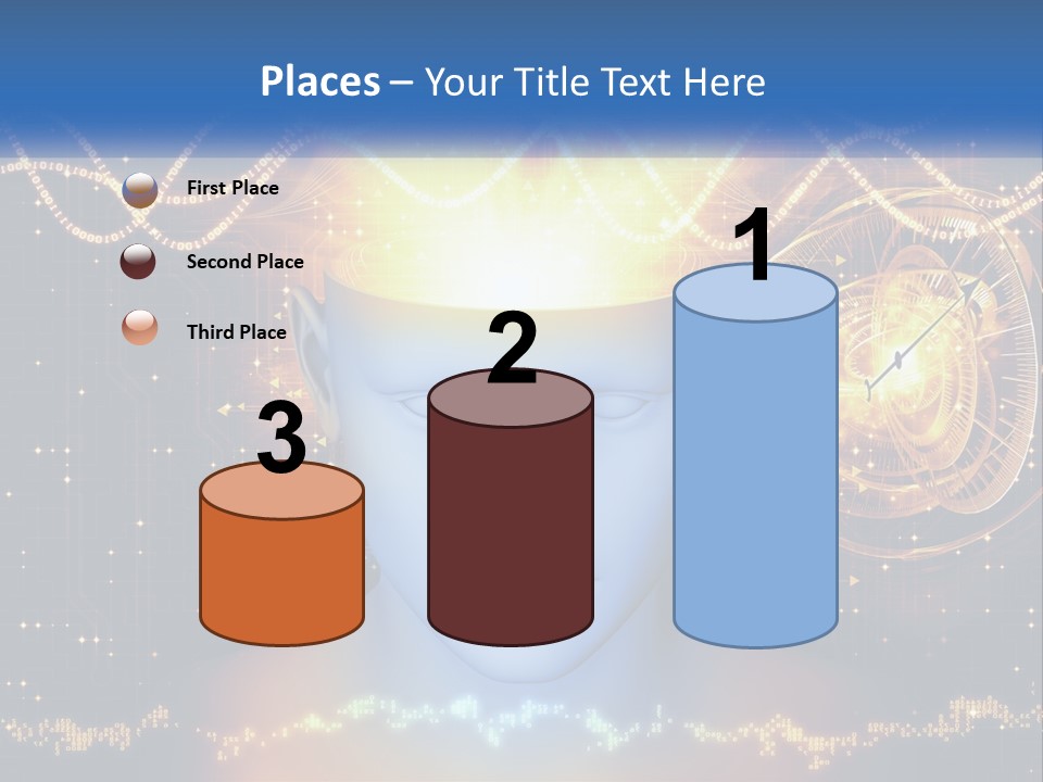 A Man With A Glowing Brain And A Clock On His Head PowerPoint Template