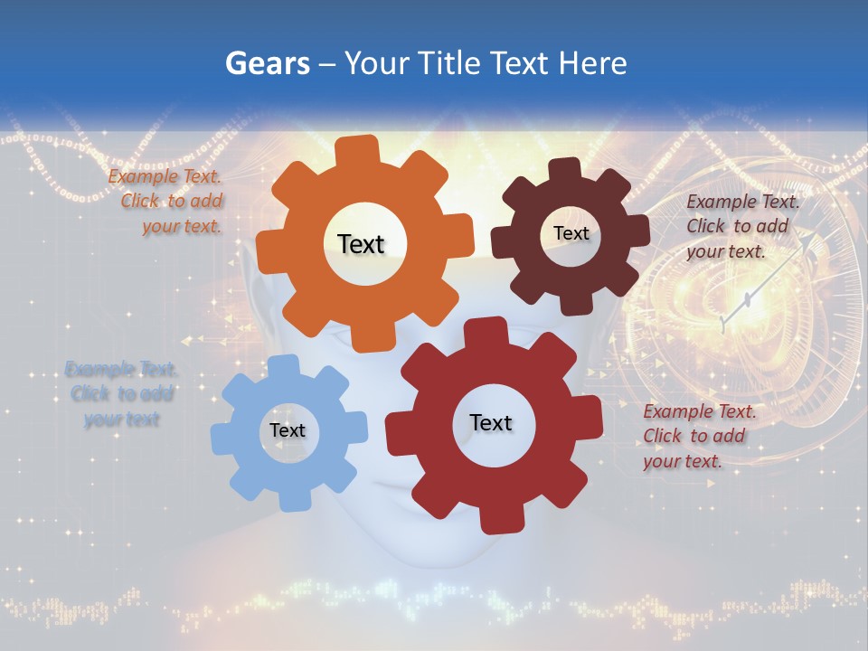 A Man With A Glowing Brain And A Clock On His Head PowerPoint Template