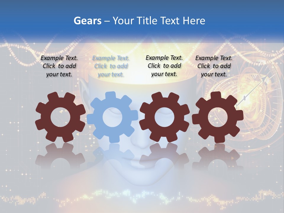 A Man With A Glowing Brain And A Clock On His Head PowerPoint Template