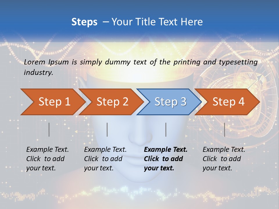 A Man With A Glowing Brain And A Clock On His Head PowerPoint Template