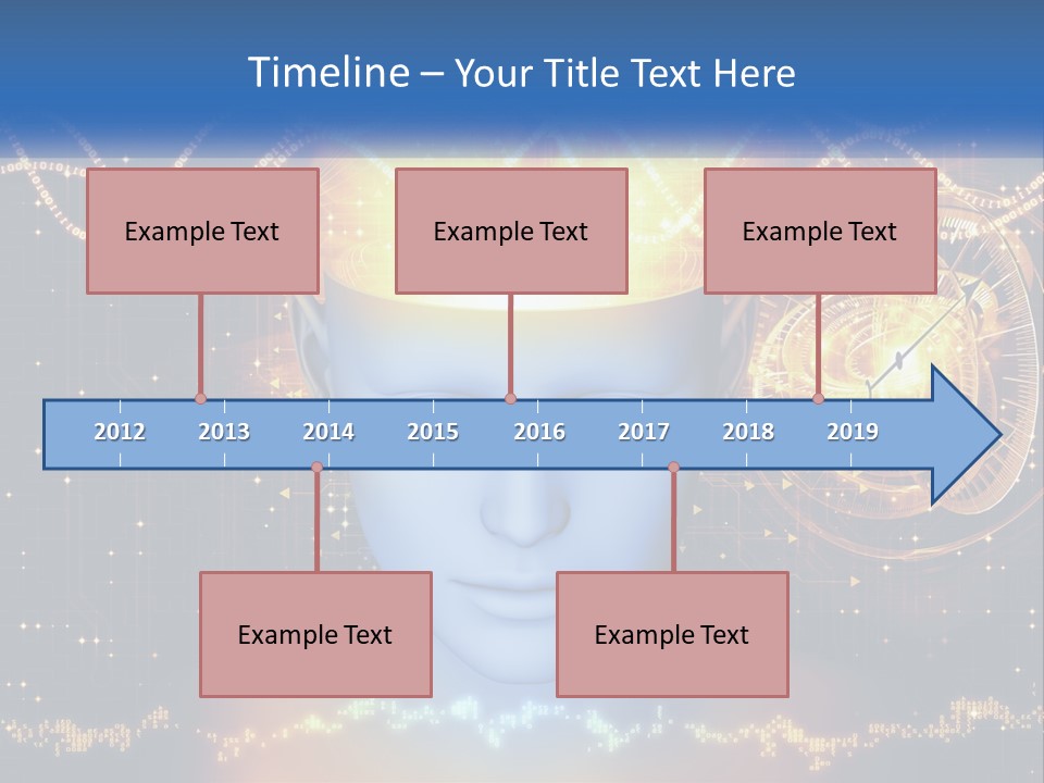 A Man With A Glowing Brain And A Clock On His Head PowerPoint Template