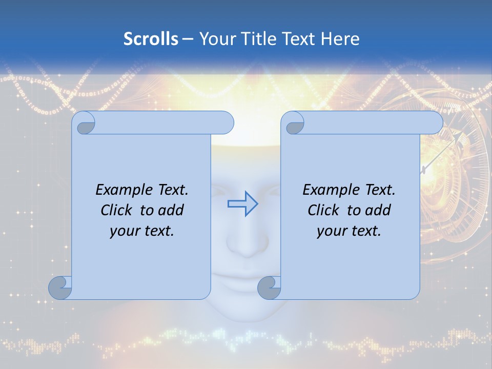 A Man With A Glowing Brain And A Clock On His Head PowerPoint Template