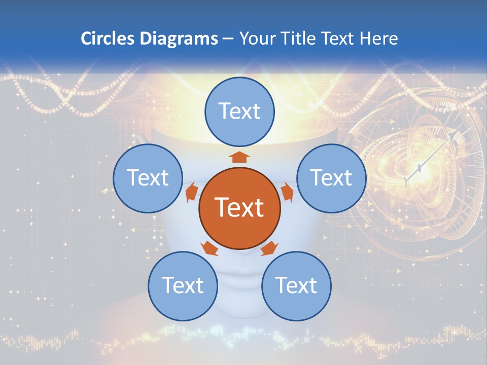A Man With A Glowing Brain And A Clock On His Head PowerPoint Template