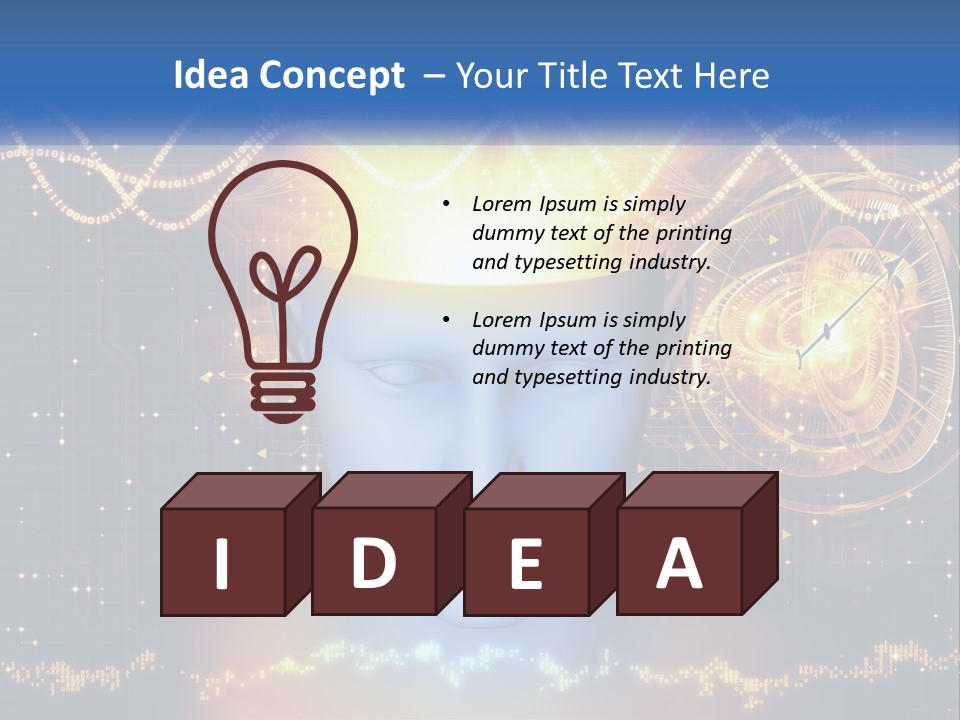 A Man With A Glowing Brain And A Clock On His Head PowerPoint Template